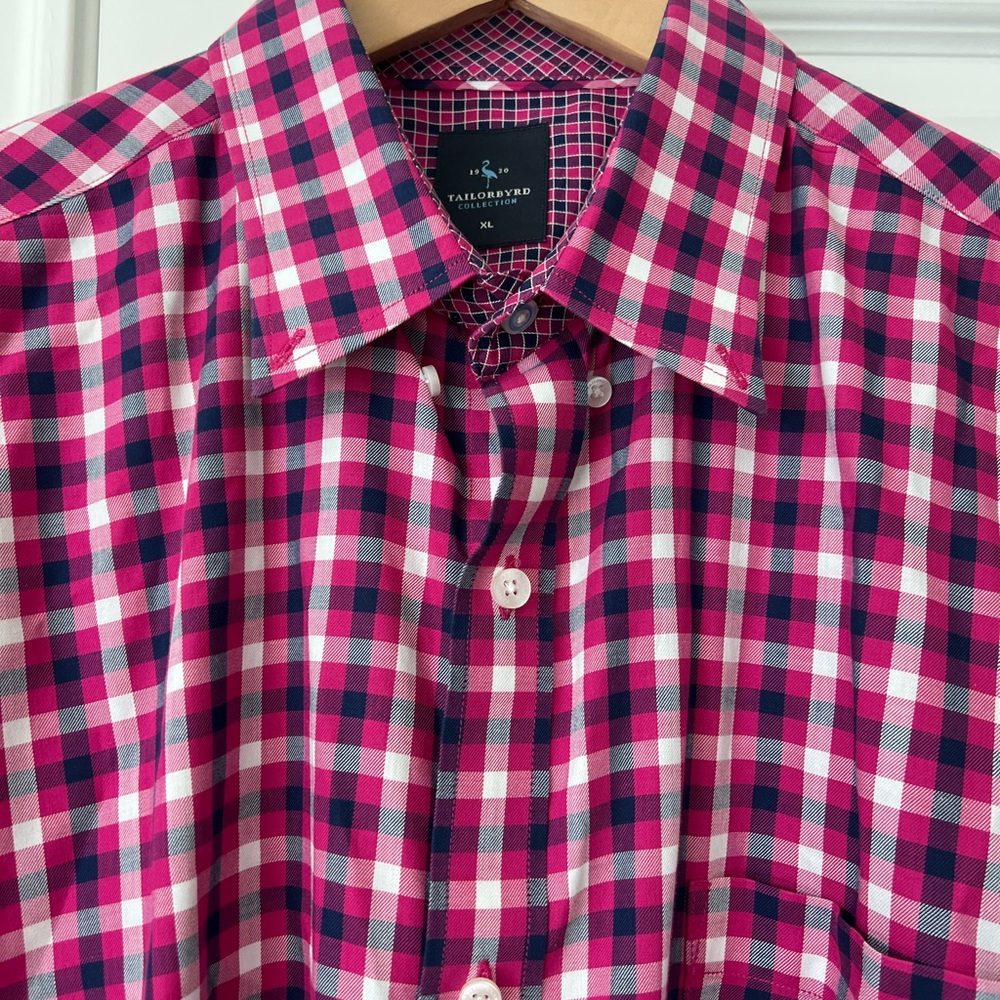 TaylorByrd Collection Button Down Pink Blue Checkered XL